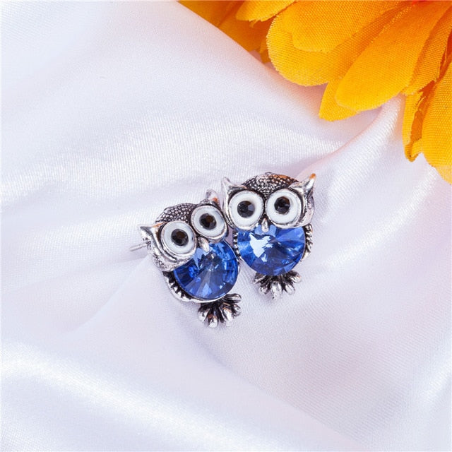 Fashion Cute Crystal Owl Earrings